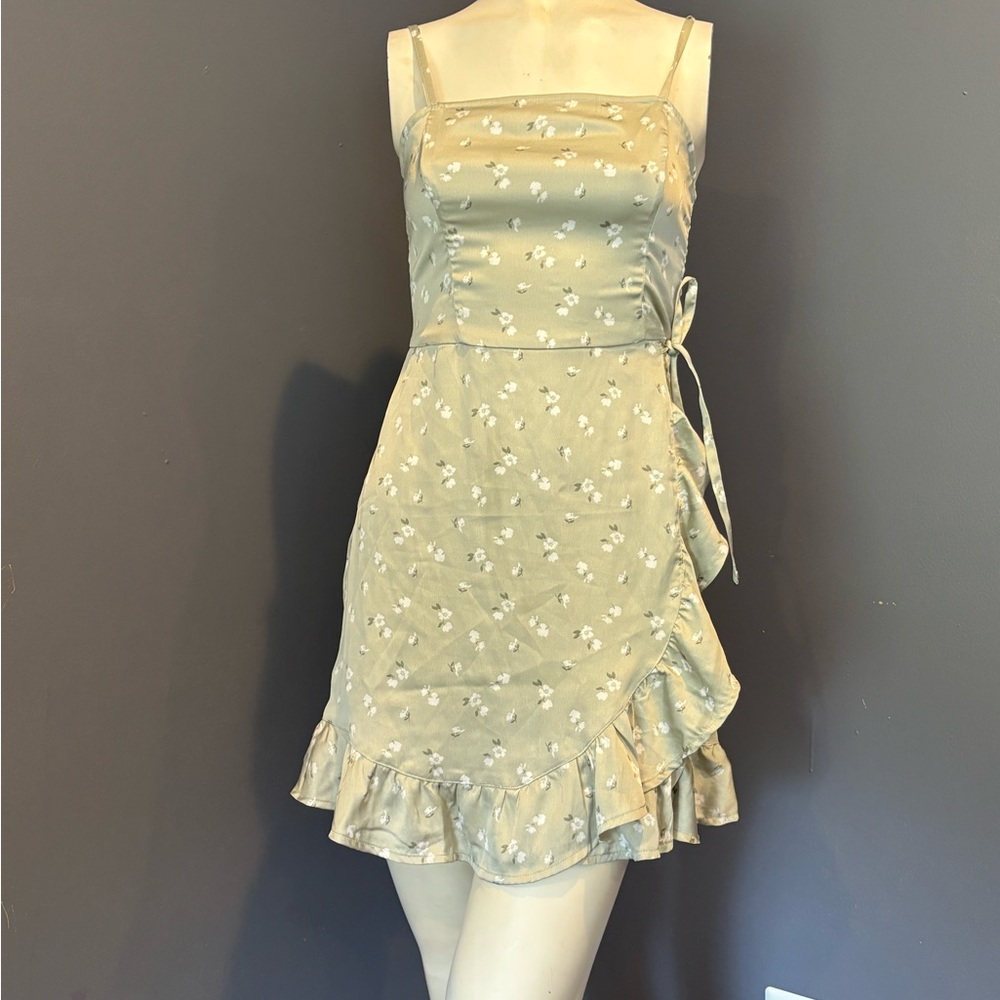 Hollister Green Asymmetrical Ruffled Sundress
